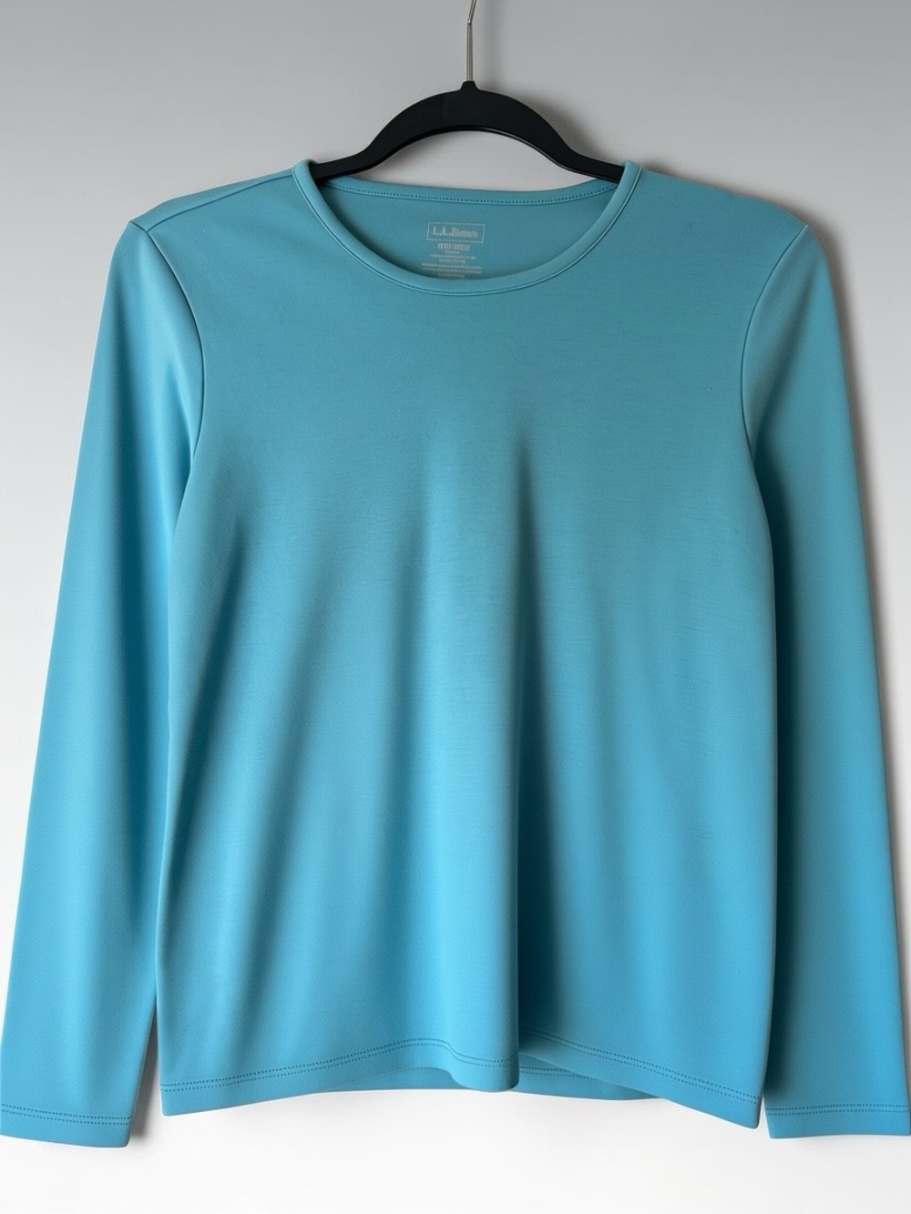 L.L. Bean Women’s Supima Cotton Long Sleeve Crewneck in Aqua